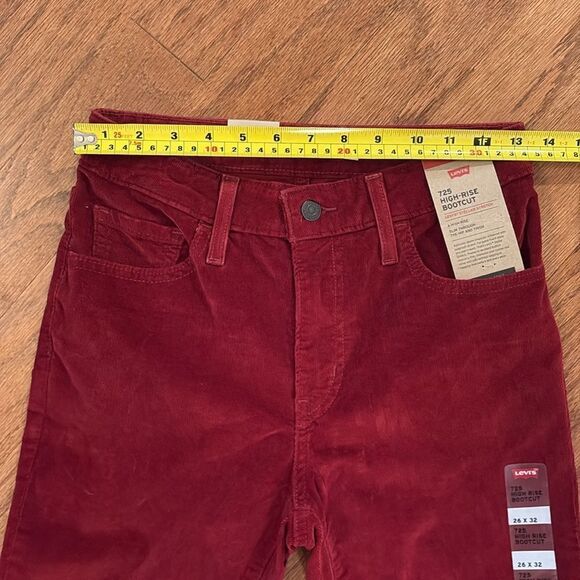 NWT Levi’s corduroy 725, high-rise boot, cut, burgundy, 26×32 - Picture 5 of 10